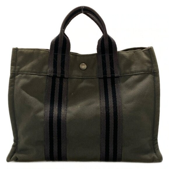Hermes Handbags - Auth HERMES Fourre Tout Tote PM - Dark Gray Canvas Tote Bag